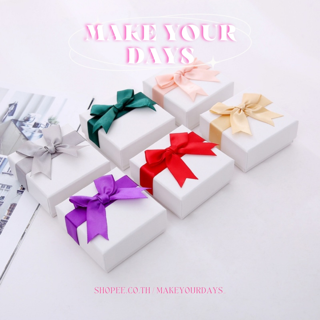 ▻ makeyourdays กล่องเครื่องประดับแฟชั่น ประดับโบว์ ขนาด 7.5X7.5X3.5 ซม.