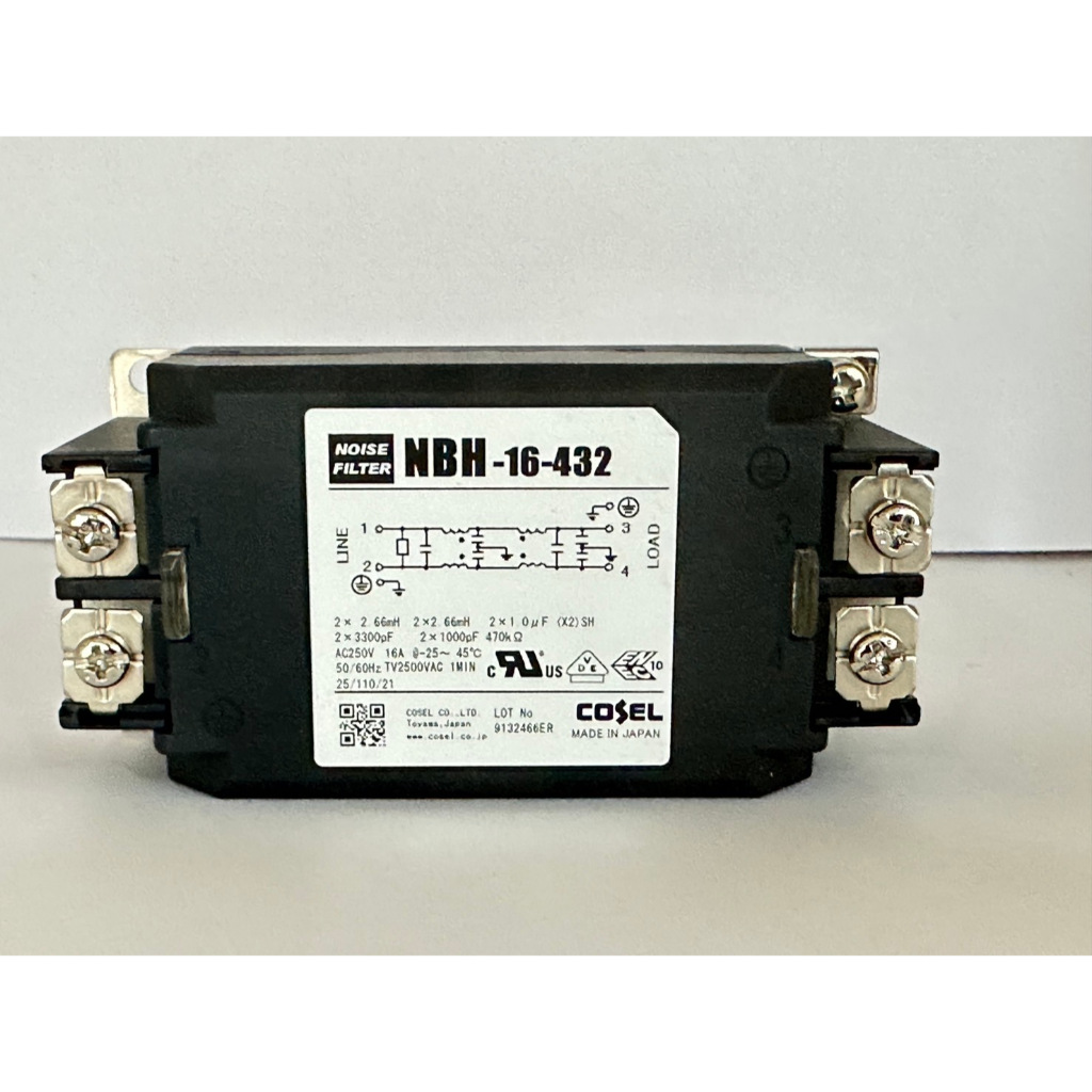 NBH-16-432 Cosel Power Line Filter 250 V, 16 A, Single Phase