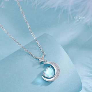 ESCOBAL สร้อยคอเงิน Love Moonstone สร้อยคอเงิน925 สร้อยพลอย สร้อยแฟชั่น สวยหรูนำโชคลาภ วาเลนไทน์