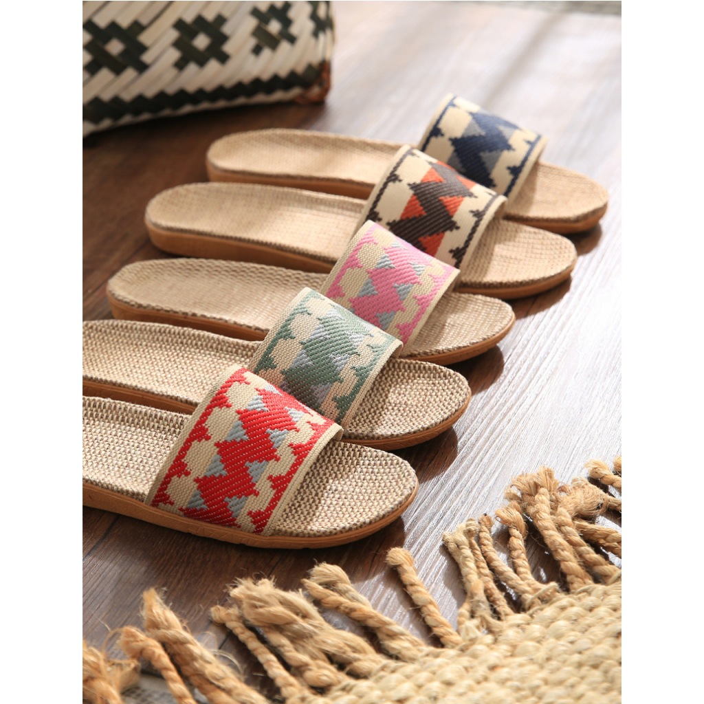 รองเท้าแตะสาน ลายผ้าอินเดีย พื้นทอเชือกปอ 💕🔐✏️💛พร้อมส่งจาก กทม 3สี - รูปที่ 6
