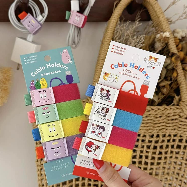 (พร้อมส่ง🎀) 𝗖𝗮𝗯𝗹𝗲 𝗵𝗼𝗹𝗱𝗲𝗿 ꕀ ที่รัดเก็บสายชาร์จไอโฟน เซ็ท 4 ชิ้น