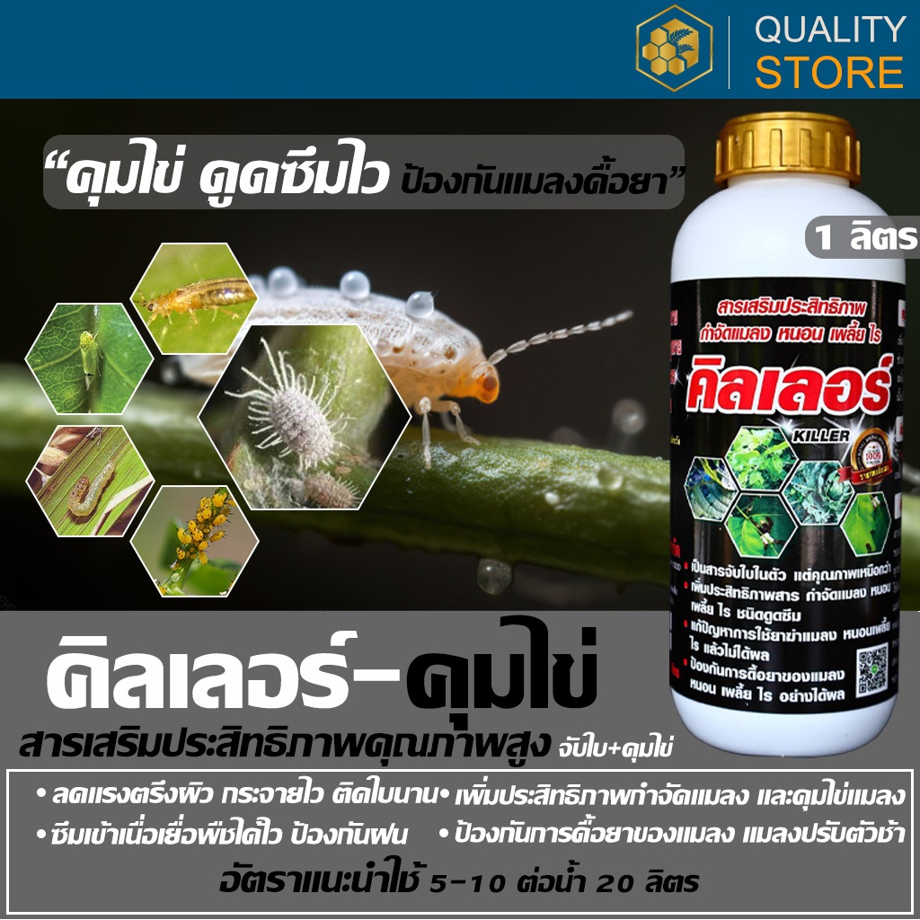 Lead Syrfactant คิลเลอร์ สารจับใบพืชชนิดคุมไข่แมลง เพลี้ย หนอน ลดจำนวนแมลง ลดความเสียหายต่อพืช สารนำพาปุ๋ยทางใบ 1 ลิตร
