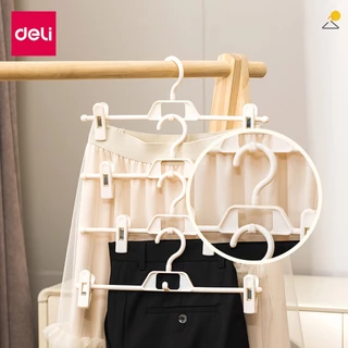 Deli ไม้แขวน ไม้หนีบผ้า แขวนกระโปรง ตัวหนีบมียางกันลื่น สามารถแขวนต่อกันได้ ประหยัดพื้นที่ ดีไซน์สวยงาม Clothes hanger