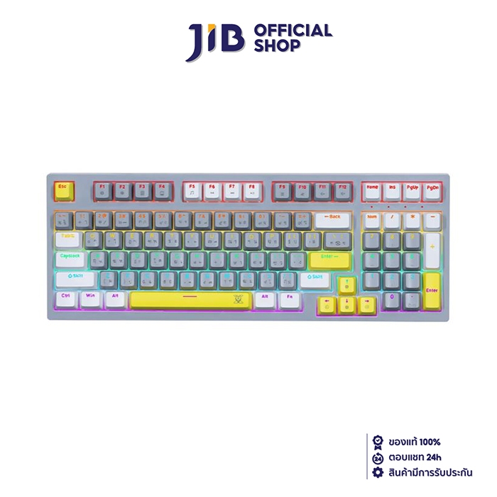 KEYBOARD (คีย์บอร์ด) NUBWO X802 THANATOS (GRAY-WHITE) (BLUE SWITCH - MINI RGB - EN/TH)