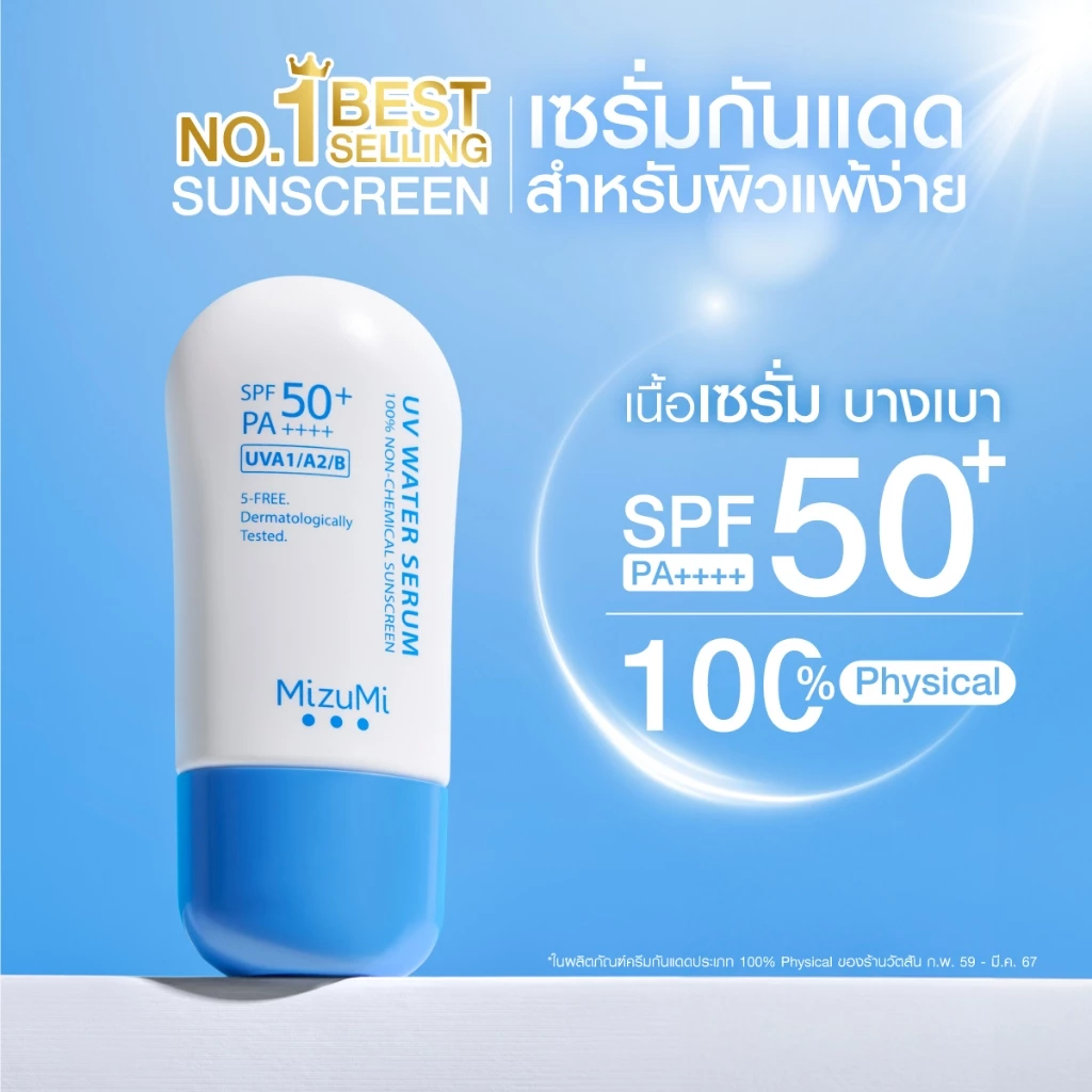 Photocard 1ใบ เมื่อซื้อครบ 500.-[แพ็คคู่] MizuMi UV Water Serum SPF50+ PA++++ 40g เซรั่มกันแดด บางเบา ซึมไว ไม่อุดตัน thumbnail 5