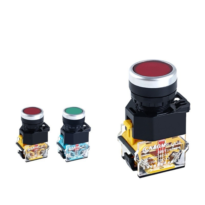 สวิตช์ปุ่มแบน LA38-11 LA38-11BN ปุ่มแบนรีเซ็ตตัวเอง 22 มม. สวิตช์กดปล่อยดับ แบบไม่ล็อค สวิตช์กดติดกด