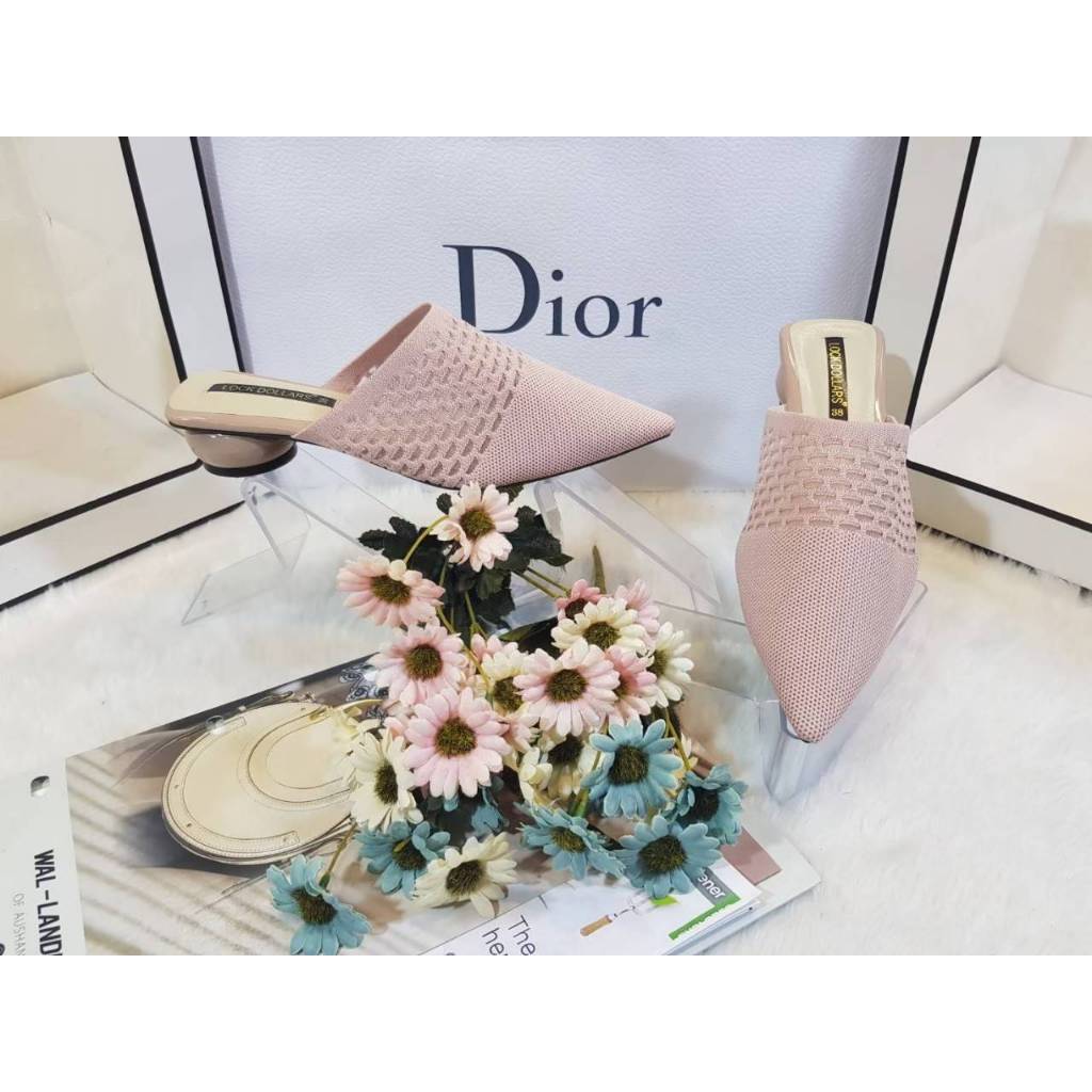 รองเท้าเปิดส้น ไซส์ใหญ่ แบบส้นกลม ส้นสูง 1 นิ้ว SIZe 36 - 45 Bigsize แบบผ้าไหมพรม ยืดตามเท้า สไตส์เกาหลี ไม่บีบรัดเท้าคะ