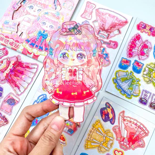 แม่เหล็กติดตู้เย็นแต่งตัวตุ๊กตา DIY ประกายแสงวิบวับ แพค 4 แผ่น ลายน่ารักสีสันสดใส ทนทานไม่พังง่าย แม่เหล็กเจ้าหญิง