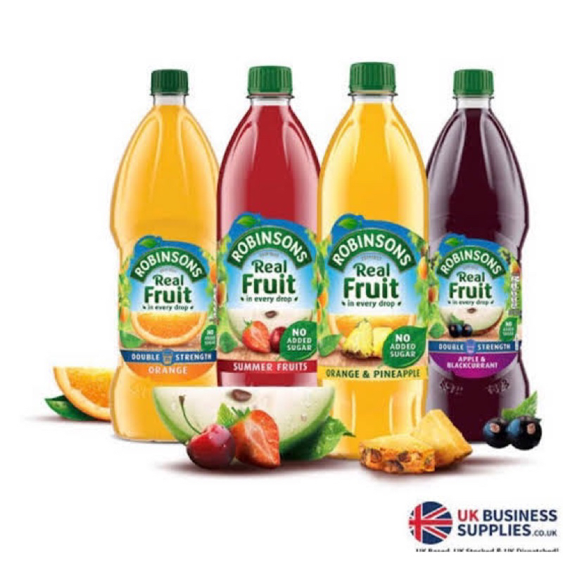 fl 🇬🇧Robinsons apple& blackcurrant / orange / lemon 1lt แท้ โรบินสันส์ น้ำผลไม้ แบล็คเตอแรนท์+แอปเปิ