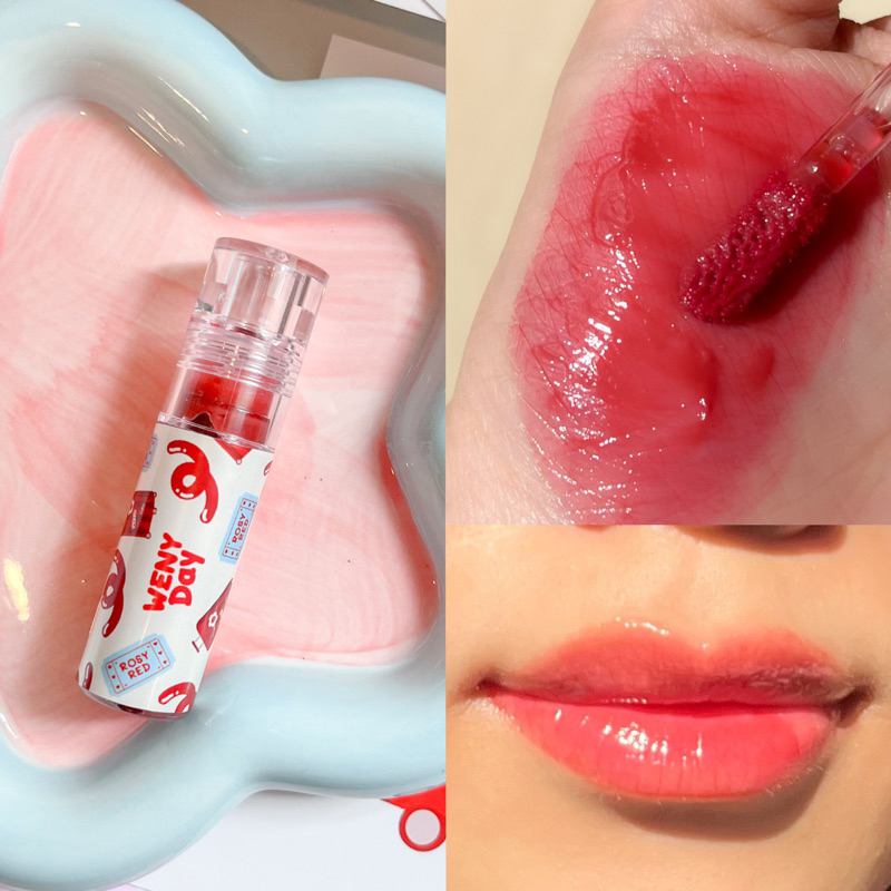02 Rosy Red - Wenyday Lip Gloss ลิปฟิลเลอร์ ลิปกลอส ลิปติดทน