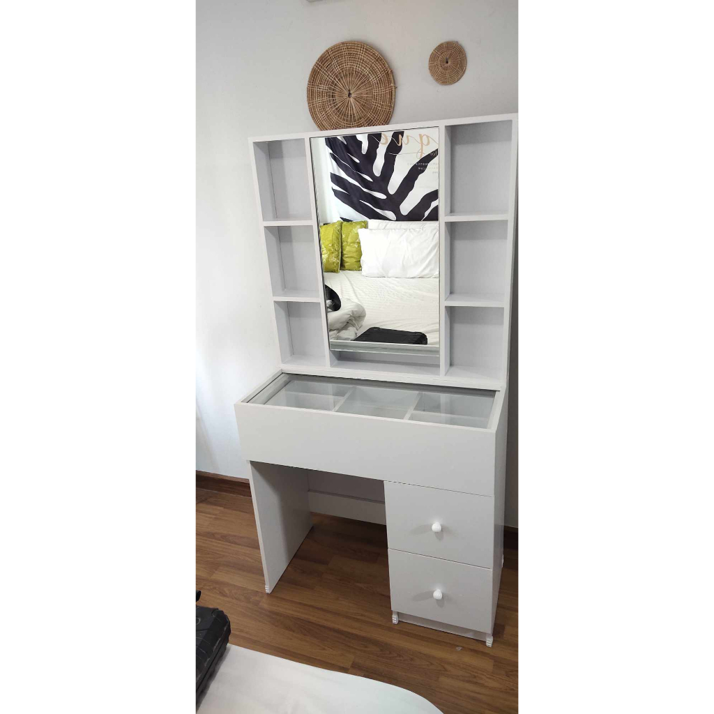 ราคาถูก Hawa 90 Furniture โต๊ะเครื่องแป้งเกาหลี​ รุ่นมอร์​ สูง​160 ​เพิ่มลิ้นชักด้านล่าง​