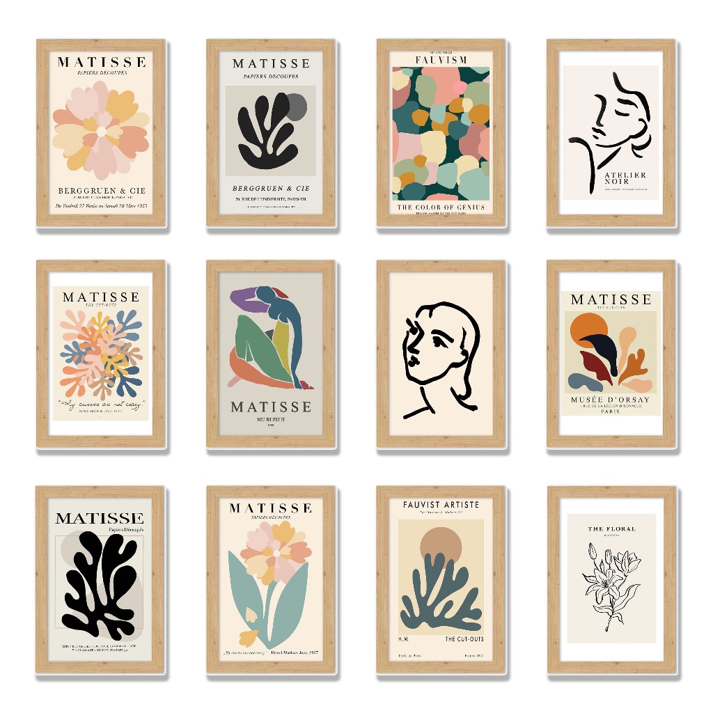 [รหัสMA] กรอบรูปแต่งห้อง (ลายMatisse) ขนาด4x6นิ้ว กรอบรูปมินิมอล แขวนและตั้งโต๊ะได้ หรือสำหรับใช้เป็นพร็อพถ่ายรูป