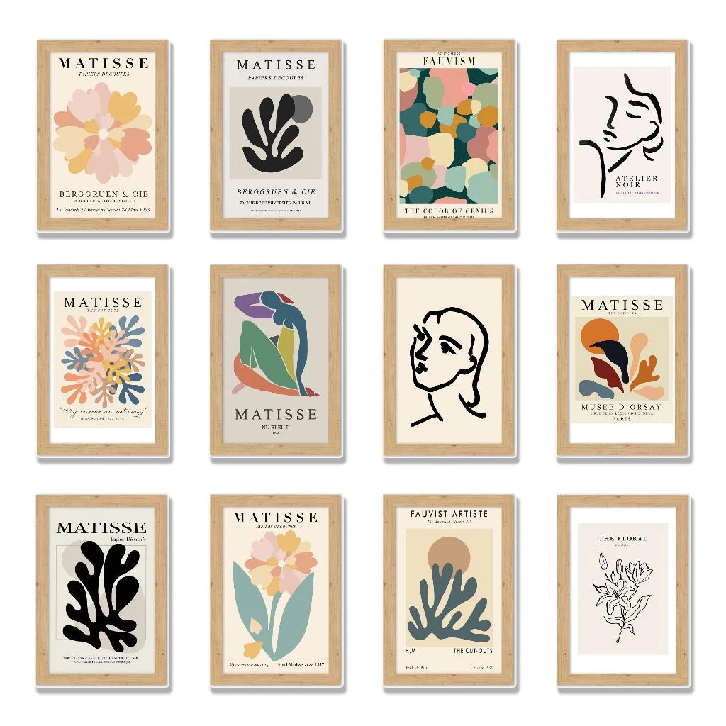 [รหัสMA] กรอบรูปแต่งห้อง (ลายMatisse) ขนาด4x6นิ้ว กรอบรูปมินิมอล แขวนและตั้งโต๊ะได้ หรือสำหรับใช้เป็นพร็อพถ่ายรูป