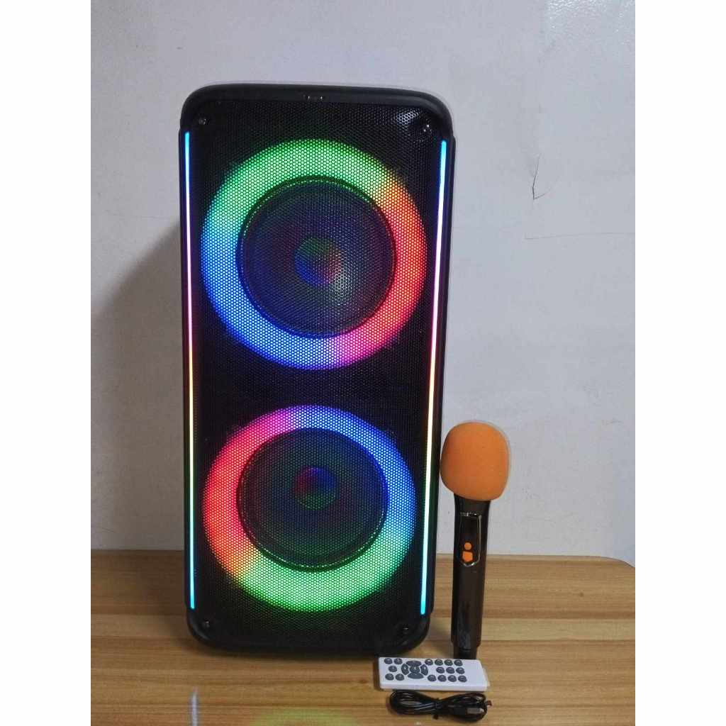 ลำโพงบลูทูธ KTS-1909 ดอก8นิ้ว2ดอก (60W+15W) ปรับวอลลุ่มไมค์ได้ AUX/TF/USB/ECHO/BASS แถมไมค์ลอย+รีโมท