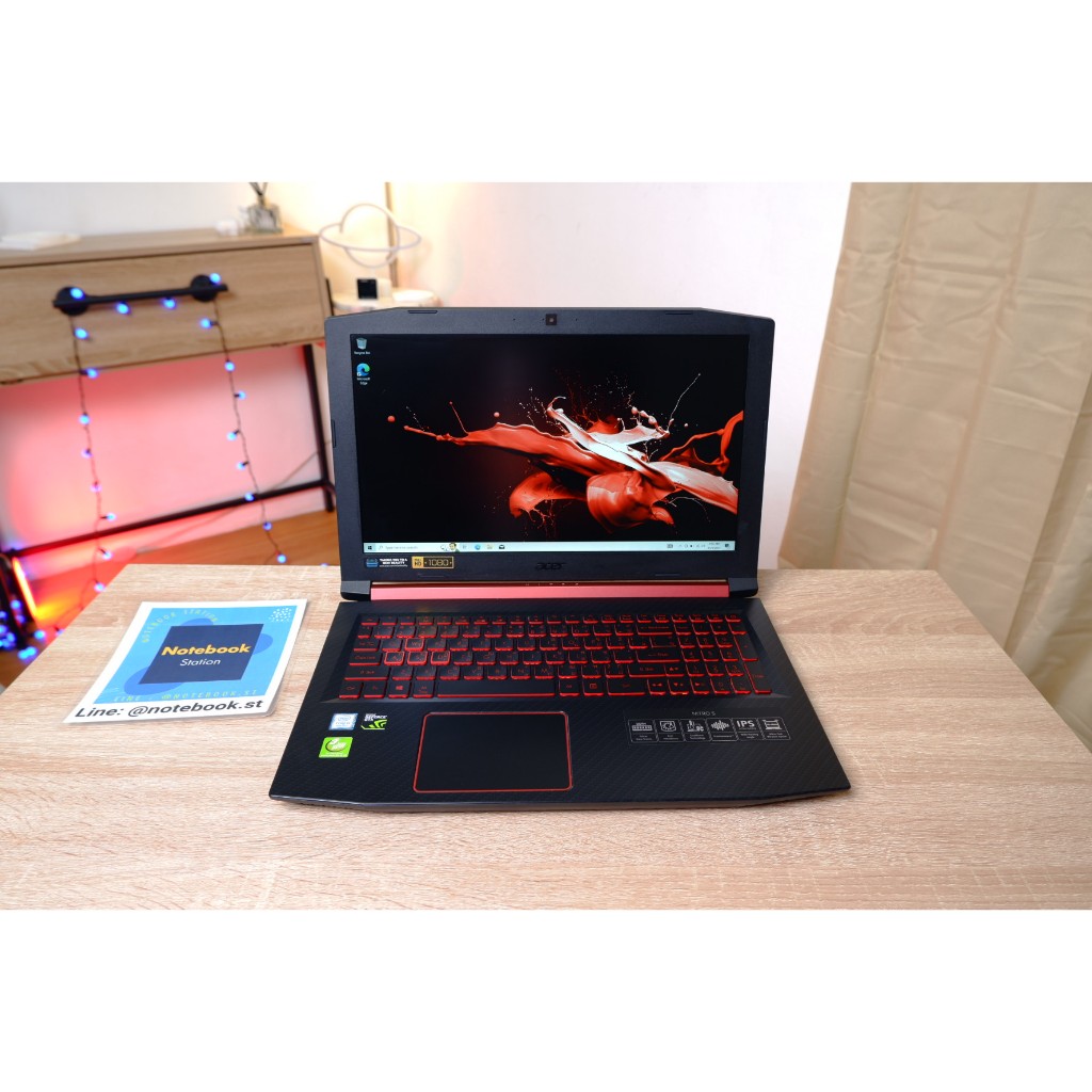 Acer Nitro5 i5-8300H Ram8 GTX1050 SSD250+1TB จอ15.6 FHD โน๊ตบุ๊คเกมมิ่ง มีไฟใต้คีย์บอร์ด ขายเพียง 8,