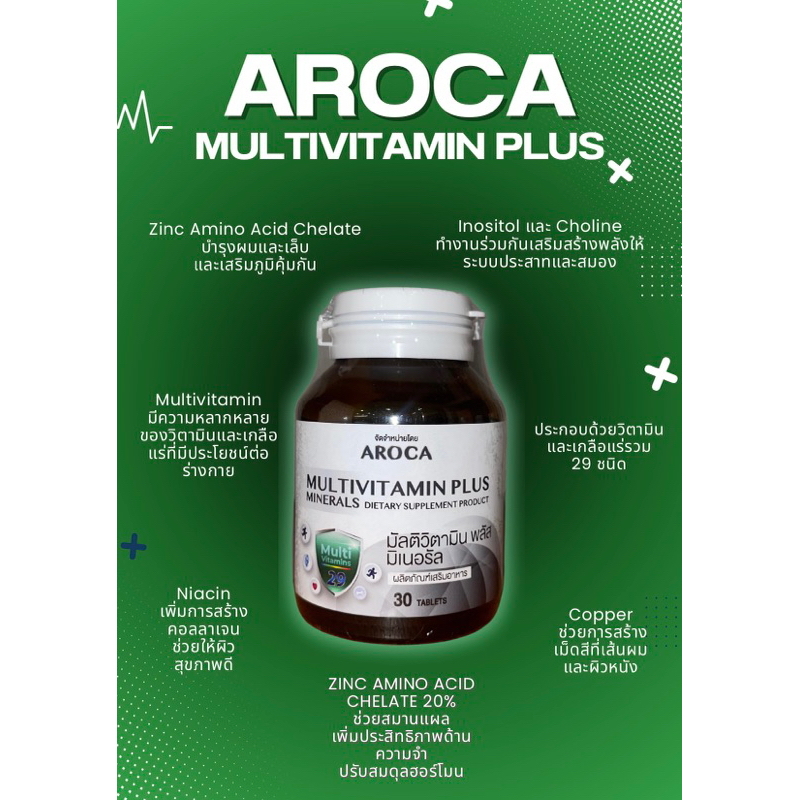 AROCA Multivitamin Plus Minerals (ส่งไว 2 วันได้ของ‼️) มัลติวิตามิน พลัส มิเนอรัล มีวิตามินรวม 29 ชนิด
