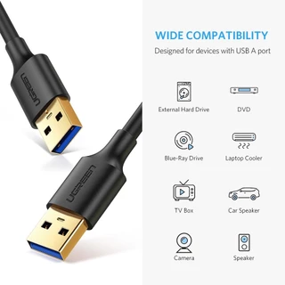 UGREEN รุ่น 10369 Data Cable USB 3.0 Type Male to Cordon Transfer SuperSpeed สายต่อพ่วง USB A Male to USB A Male