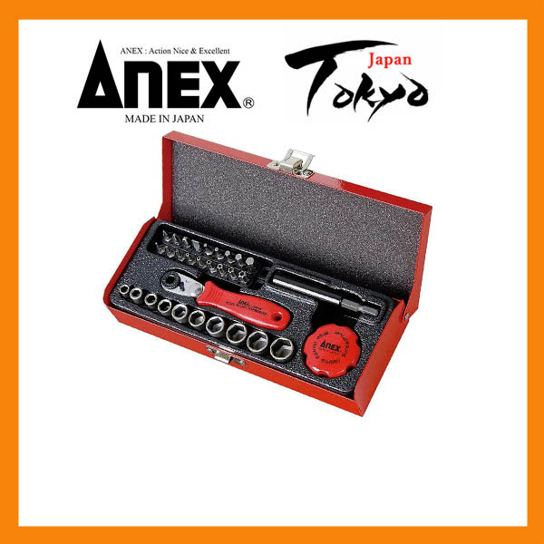 ANEX ชุดไขควงวงล้อขนาดกะทัดรัด 52 หลายชุดพร้อมเคสหมายเลข 525-28B