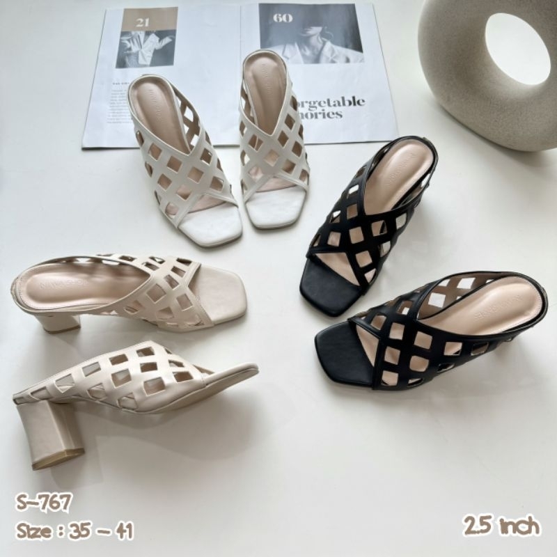 รองเท้าส้นสูง รองเท้าแฟชั่น รหัสสินค้า S-767 maxi หน้าเก๋ๆ สูง 2.5 inch
