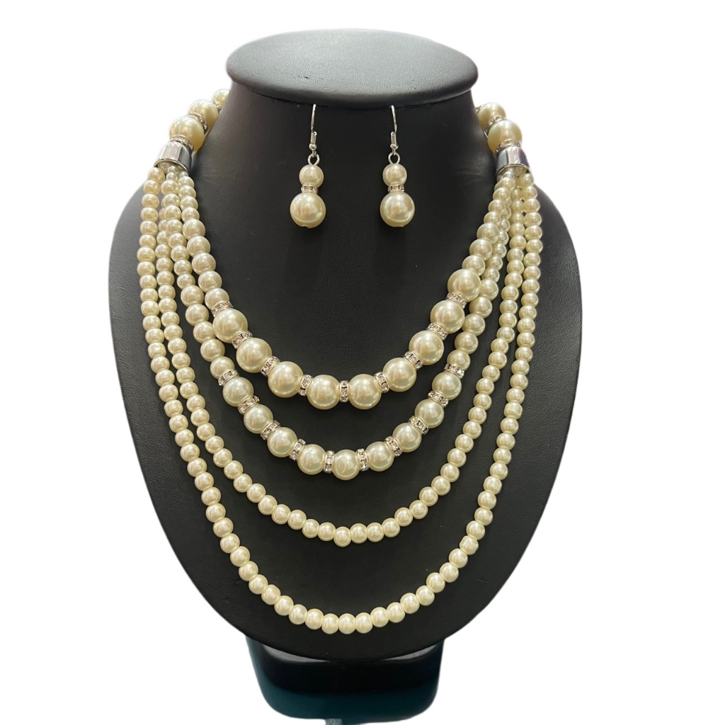 Fashion Jewele สร้อยมุก สีขาว สร้อยคอไข่มุก สร้อยมุกชุดไทย สร้อยไข่มุก สร้อยคอมุก