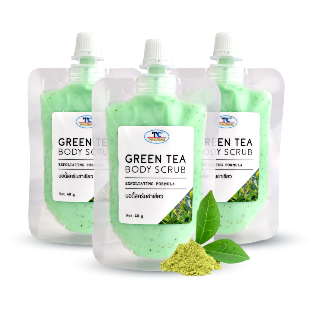 แพ็ก 3 ซอง ไทยครีม สครับชาเขียว Thaicream Green Tea Body Scrub บอดี้สครับ ครีมสครับขัดผิวกาย