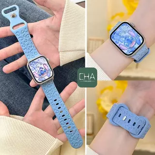 สายซิลิโคนยาง ปั้มลายเสือ สำหรับ สมาทวอช ใช้ได้กับ Smart Watch 11 10 9 8 7 6 5 4 3 2 1 Se Ultra ปรับได้ 42/44/45/46/49mm