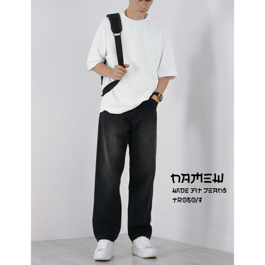 NAMEW Wide Fit Jeans กางเกงยีนส์ทรงกระบอกขากว้าง 2 สี