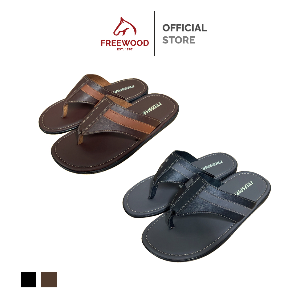 FREEWOOD FLIP FLOPS รองเท้าแตะแบบหนีบ รุ่น 33-230 สีดำ-เทา / สีน้ำตาล-แทน ( BLACK-GREY / BROWN-TAN )