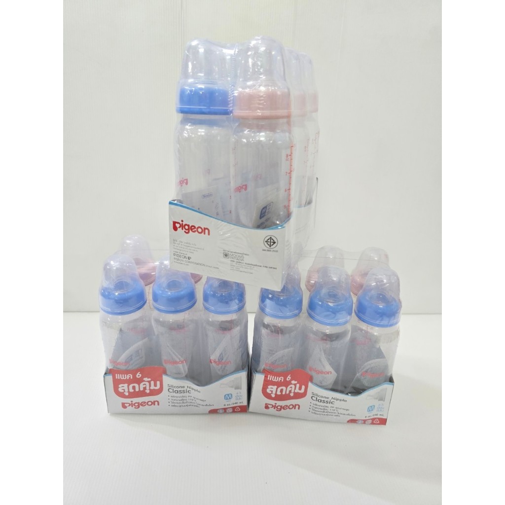 ขวดนมพีเจ้น แพค6ใบ (คละสีฟ้า-ชมพู) มีให้เลือก2ขนาด 4ออนซ์ และ8ออนซ์