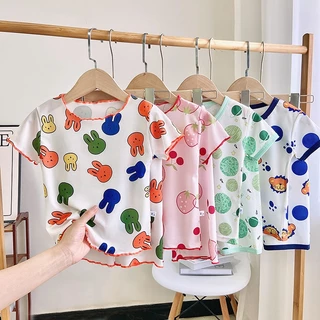 Babyonline(Y344)C5 (ส่งด่วน1วัน)ชุดเซ็ตเสื้อแขนสั้นกางเกงขายาวสำหรับเด็กลายการ์ตูนน่ารัก ผ้านิ่ม เด้ง ใส่สบาย