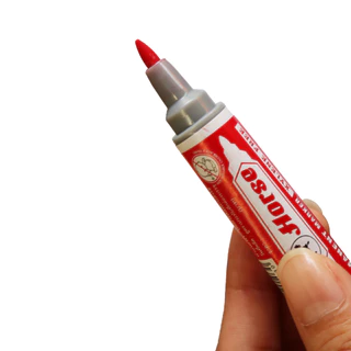 ปากกาเคมี 2 หัว ตราม้า (1 กล่อง 12 ด้าม) ตราม้า มี สีดำ แดง น้ำเงิน กันน้ำได้ ลบไม่ออก สามารถเติมน้ำหมึกได้เมื่อหมึกซีดจ