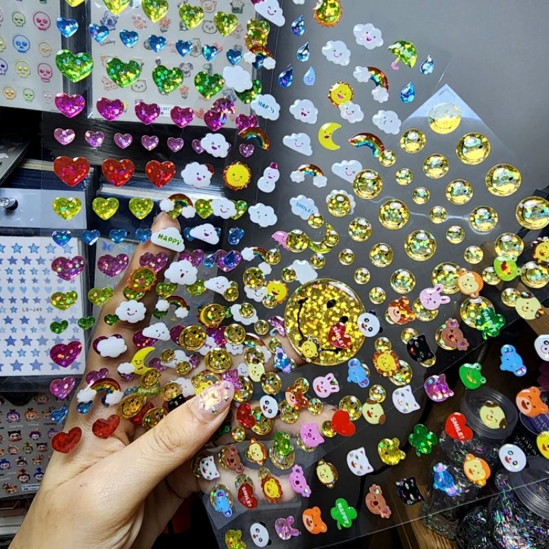 Drop Seal Sticker สติ๊กเกอร์งานนูน 3D วาบวับบบ เคลือบโฮโลแกรมลายจุดพิเศษ งานเกรดพรีเมี่ยม..มีให้เลือก 4 แบบจ้าา