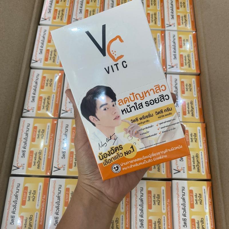 VC Vit C Bio Face Advanced Pre-Serum + Whitening Cream น้องฉัตรครีม+เซรั่มวิตซี (2 Step) [1กล่อง/6ซอง]