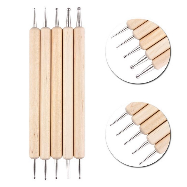 ปากกาหัวเหล็ก ลอกลายงานปัก Tracing Stylus, ดันมุมผ้า ( 5 ชิ้น, 5 ขนาด)