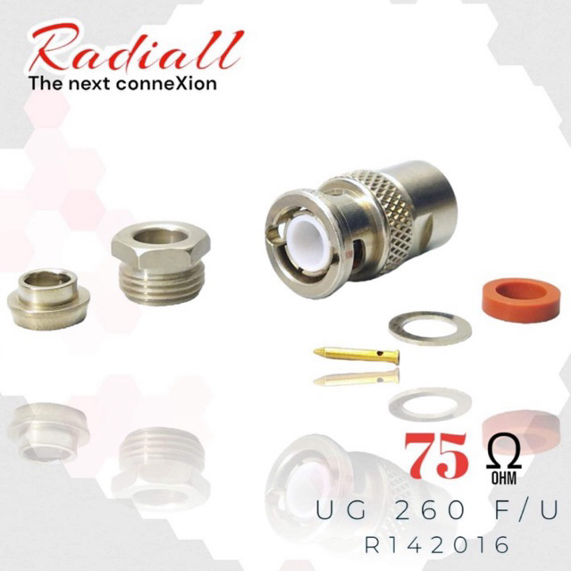 BNC STRAIGHT PLUG CLAMP TYPE C - R142016 RF BNC CONNECTOR by RADIALL KX6A, RG59