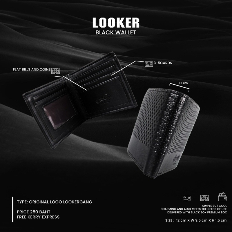 LOOKER BLACK WALLET  กระเป๋าสตางค์หนังPU พร้อมกล่อง