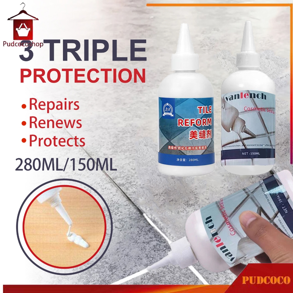ยาแนว 280ml/150ml กาวยาแนวกระเบื้องห้องน้ํา กันน้ำรั่วซึม ป้องกันเชื้อราตามร่องกระเบื้อง สีขาว