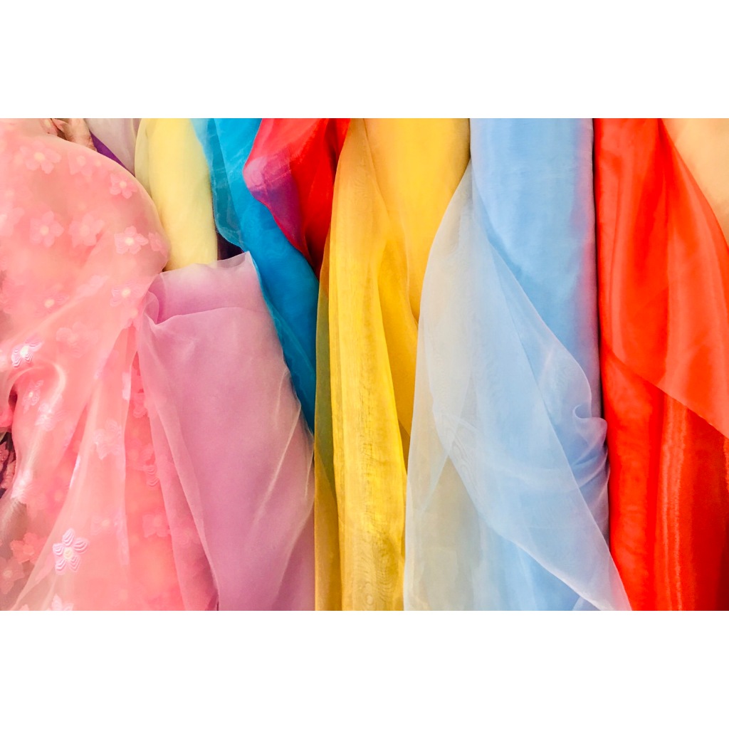 ผ้าแก้วออแกนดี้ Organdy Fabric เนื้อบางเบา โปร่งแสง ตัดเย็บเสื้อผ้า งานประดิษฐ์ ตกแต่งบ้าน ผ้าพร็อพถ่ายรูป ขายเป็นเมตร