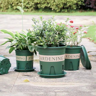 ~พร้อมส่งที่ไทย~ “กระถางปลูกต้นไม้ทรงมาตรฐาน​ รุ่นพิมพ์ลาย Gardening”