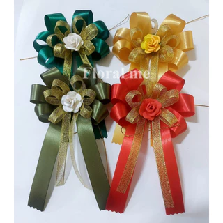 โบว์ติดกระเช้าของขวัญ *6ชิ้น/pk โบว์สำเร็จรูปเหมาะกับเทศกาลปีใหม่ ใช้ติดกระเช้า ,ชะลอม กล่องขนมต่างๆ