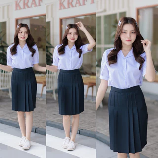 กระโปรงนักเรียนทรงแคบ สีกรมเข้ม-สีดำ ผ้าดีวาย ความยาว 22 - 26” เอว 23-32 “ทรงสวย รีดง่าย มีกระเป๋าลับใส่โทรศัพท์