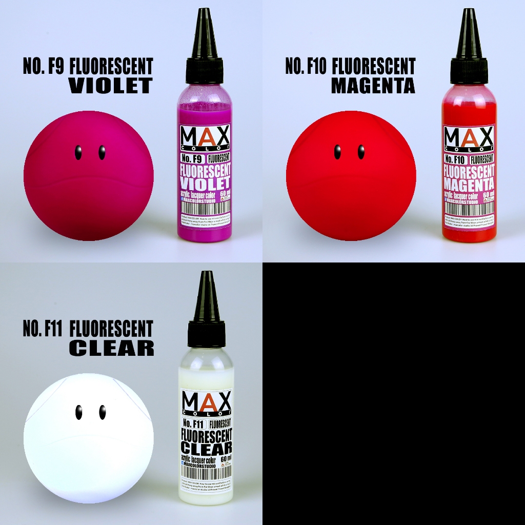 F9-F11  FLUORESENT SERIES สีพ่นโมเดล กันดั้ม รถถัง อาร์ททอย พลาสติกโมเดล สีผสมสำเร็จพร้อมใช้งาน