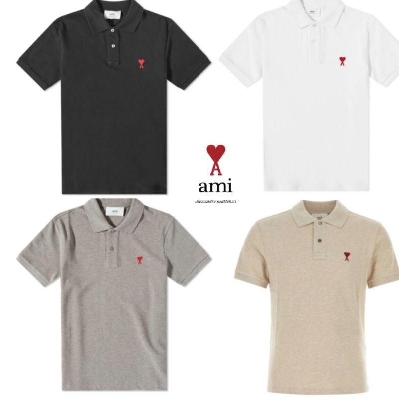 Ami Paris De Coeur Polo Shirts ของแท้ 100% ของใหม่มือ 1 พร้อมส่ง เสื้อโปโล Ami Paris