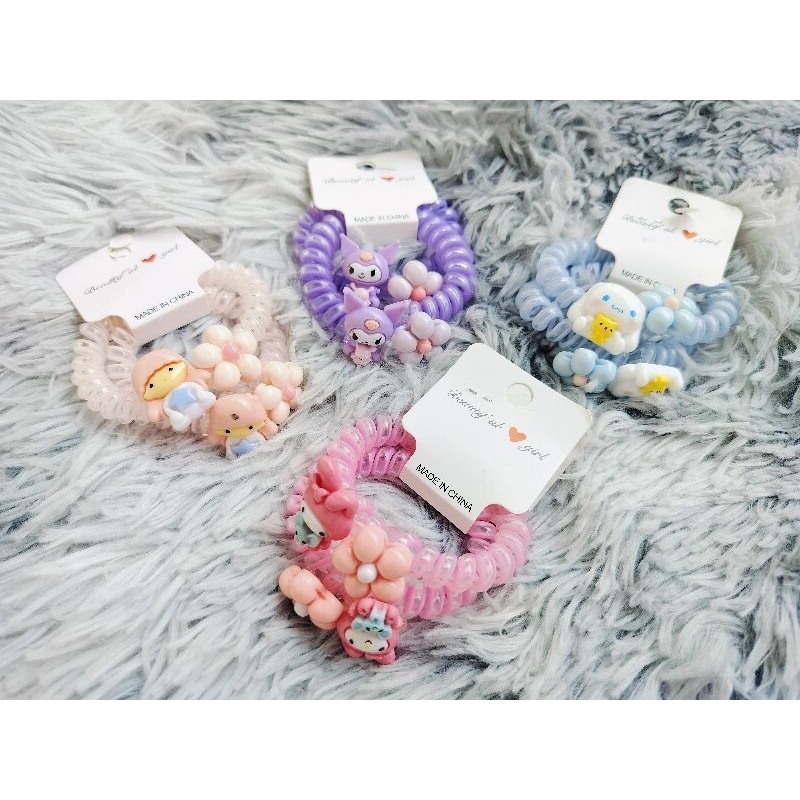 2ชิ้น💥พร้อมส่ง💥 หนังยางเกลียว ยางรัดผมตัวหนอน ลายการ์ตูนยางรัดผมน่ารักๆ 2ชิ้น - รูปที่ 2