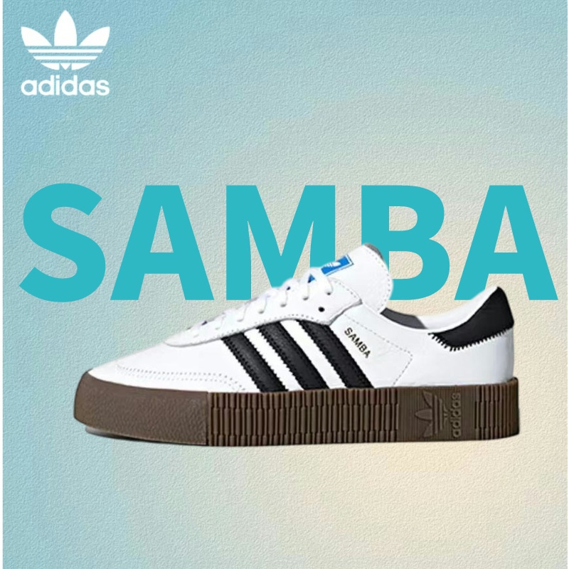 Adidas Originals Samba รองเท้าผ้าใบผู้ชายและผู้หญิงสีดำและสีขาว