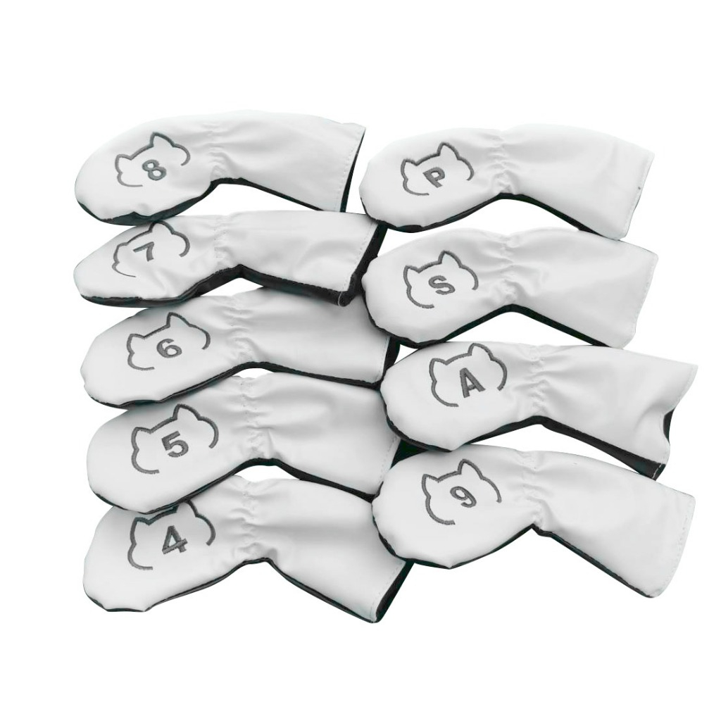 [11GOLF] Golf irons head cover (4 5 6 7 8 9 A S P) สีขาวดำ และสีขาวทอง (C-IR-W)