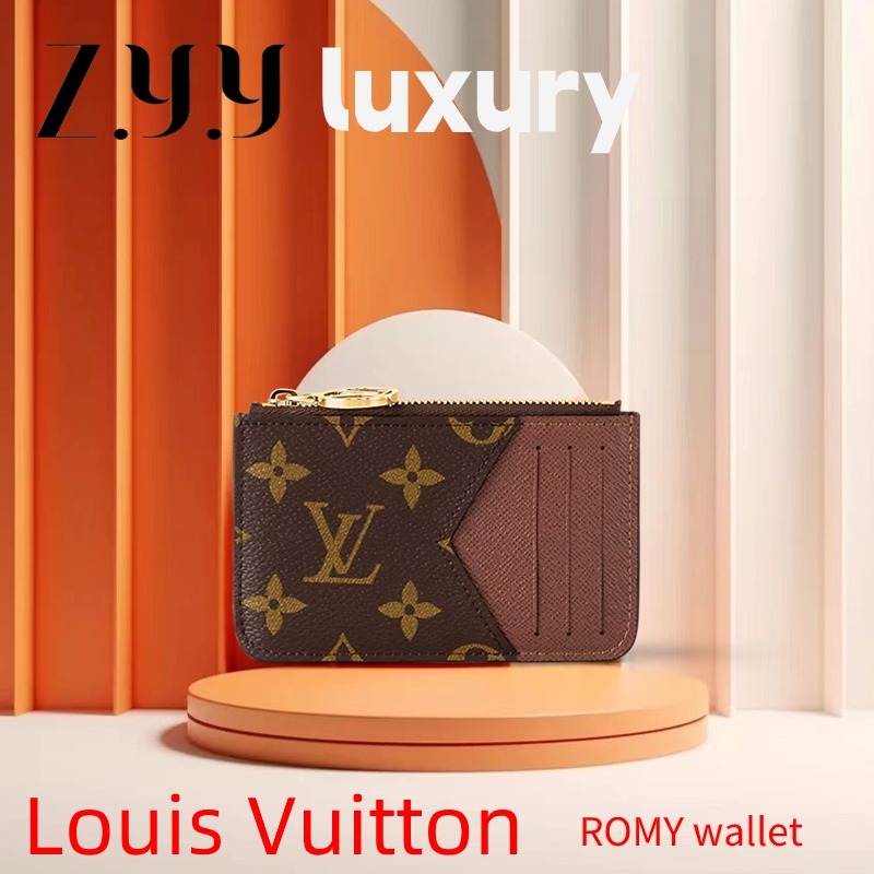 New Hot sales ราคาพิเศษ Ready Stockหลุยส์วิตตอง 🎀Louis Vuitton Romy Card Holder🎀Women’s card holder LV zipper coin purse