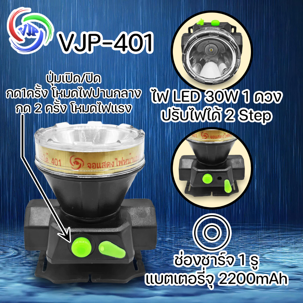 VJP ไฟฉายคาดหัวหน้ากว้าง 5 ซม. รุ่น 401 thumbnail 4