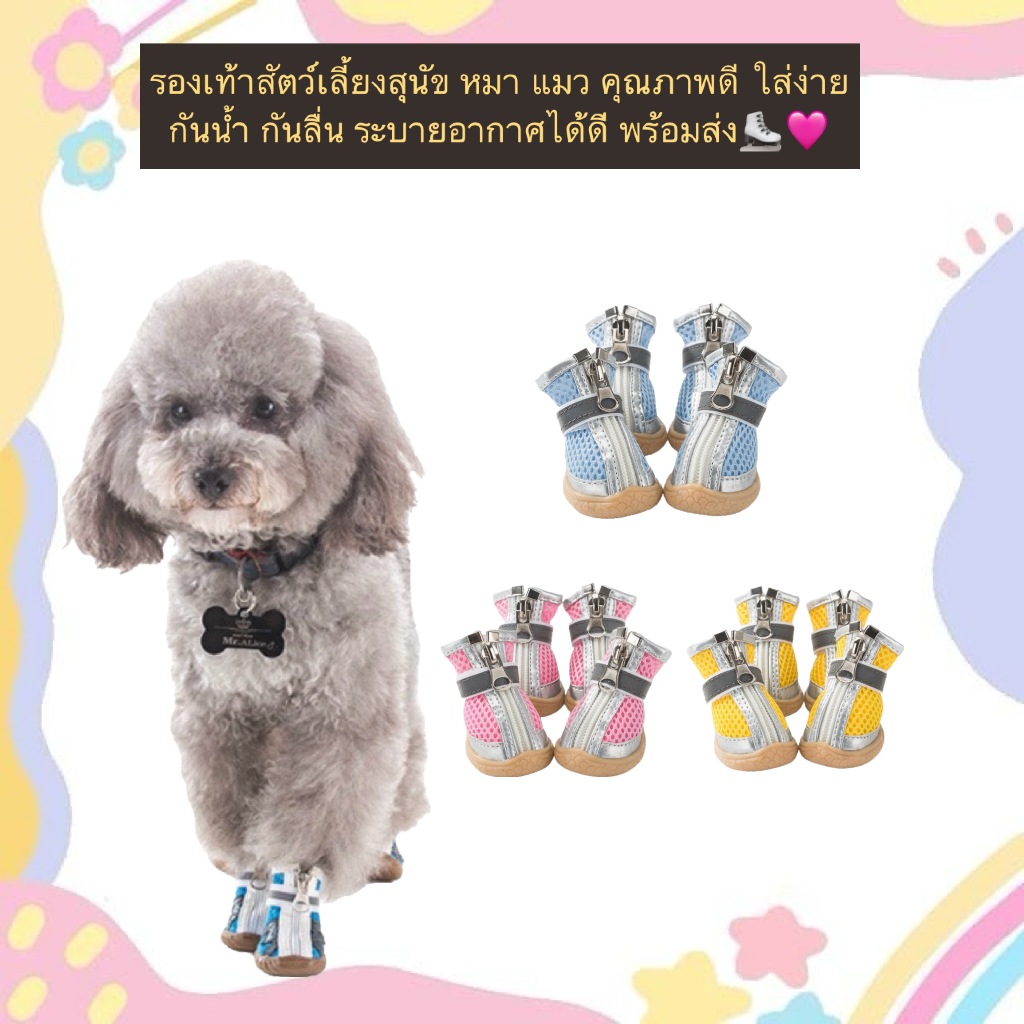 AL-867 รองเท้าสัตว์เลี้ยงสุนัข หมา แมว คุณภาพดี ใส่ง่าย กันน้ำ กันลื่น ระบายอากาศได้ดี พร้อมส่ง