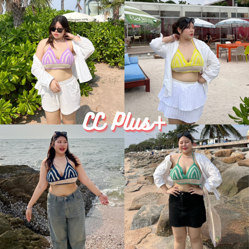 CiCi Plus+(919)บราสายเดี่ยวผ้าถัก สีสันสดใส สไลต์โบฮีเมียนต้อนรับSummerปีนี้สุดๆ
